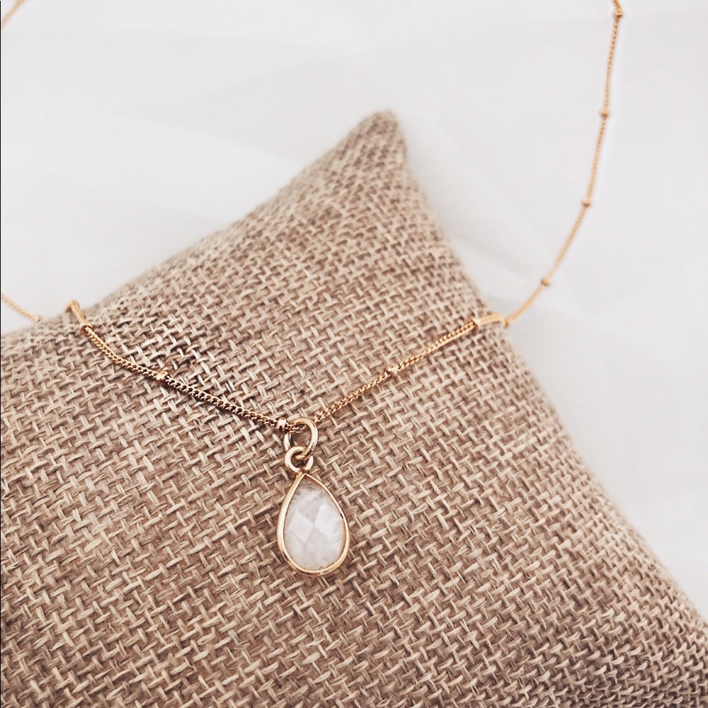 14k Gold Filled Rainbow Moonstone Dainty Necklace